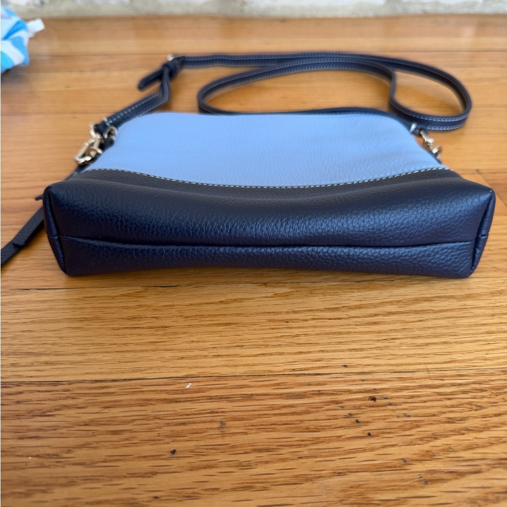 Draper James Two-Tone Light Blue and Navy Leather Crossbody - Picture 3 of 12